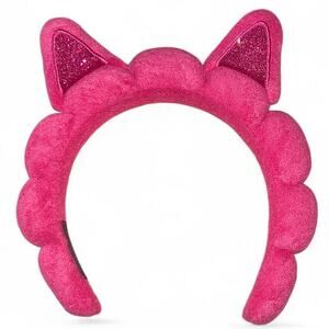Kawaii Hot Electric Pink Glitter Cat Ears Puff Puffy Headband Dopamine GameGirl